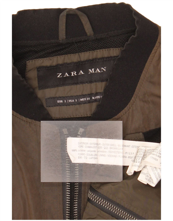 Zara Herren Bomberjacke UK 36 Small Braun Polyester