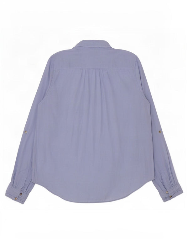 Hollister Damen Pullover-Hemd UK 14 mittelblaue Baumwolle
