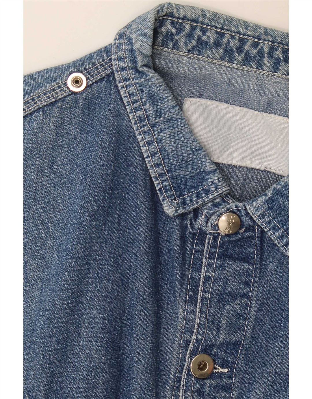Lemon Herren Kurzarm-Jeanshemd Mittelblau