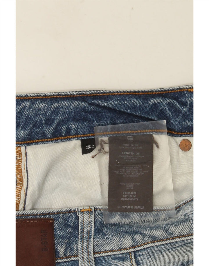 G-Star Herren 3301 Slim Jeans W36 L38 Blaue Baumwolle