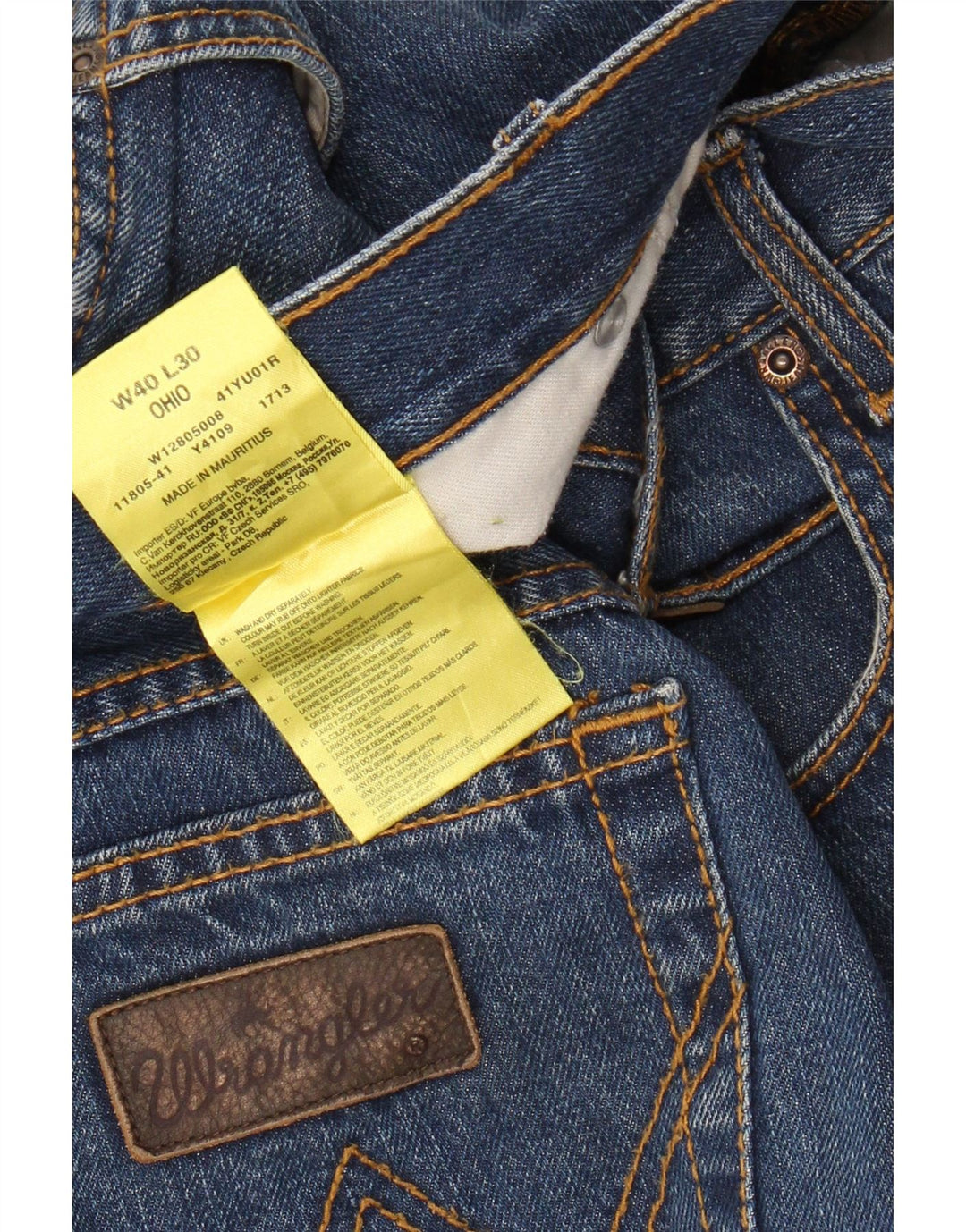 WRANGLER Herren Ohio Straight Jeans W40 L30 Blaue Baumwolle