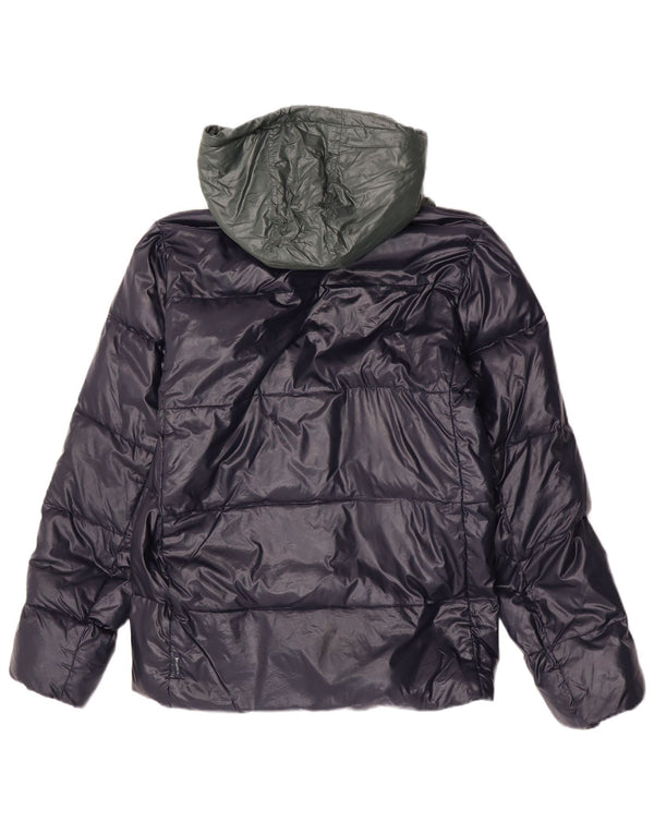 Armani Junior Boys Wattierte Jacke mit Kapuze, 15–16 Jahre, Marineblau, Farbblock