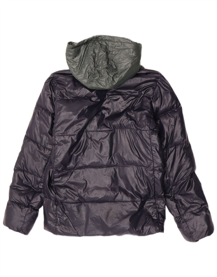 Armani Junior Boys Wattierte Jacke mit Kapuze, 15–16 Jahre, Marineblau, Farbblock