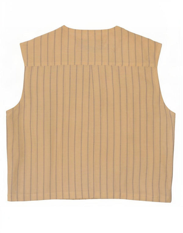 Gimel Damen ärmellose Hemdbluse XS Beige gestreiftes Leinen