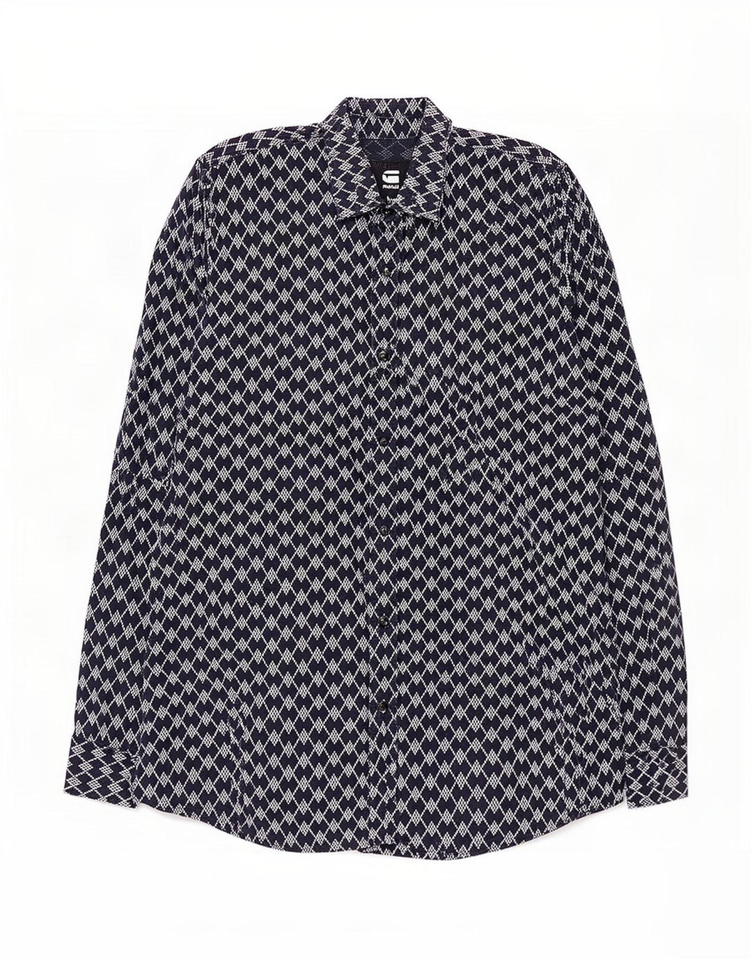 G-Star Herrenhemd Mittelblaue geometrische Baumwolle
