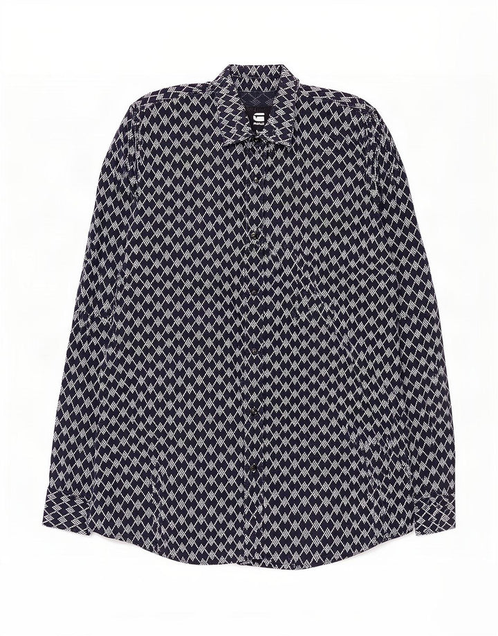 G-Star Herrenhemd Mittelblaue geometrische Baumwolle
