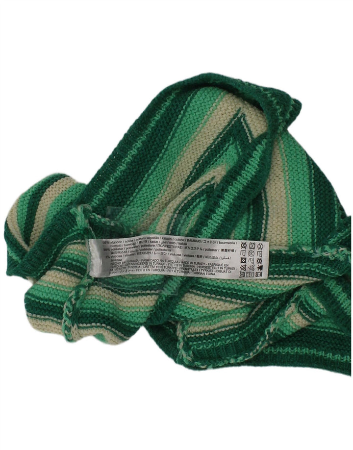 Zara Damen Strick-Crop-Top aus mittelgrüner, gestreifter Baumwolle