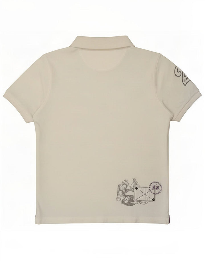 La Martina Herren-Poloshirt mit Grafik, mittelweiße Baumwolle