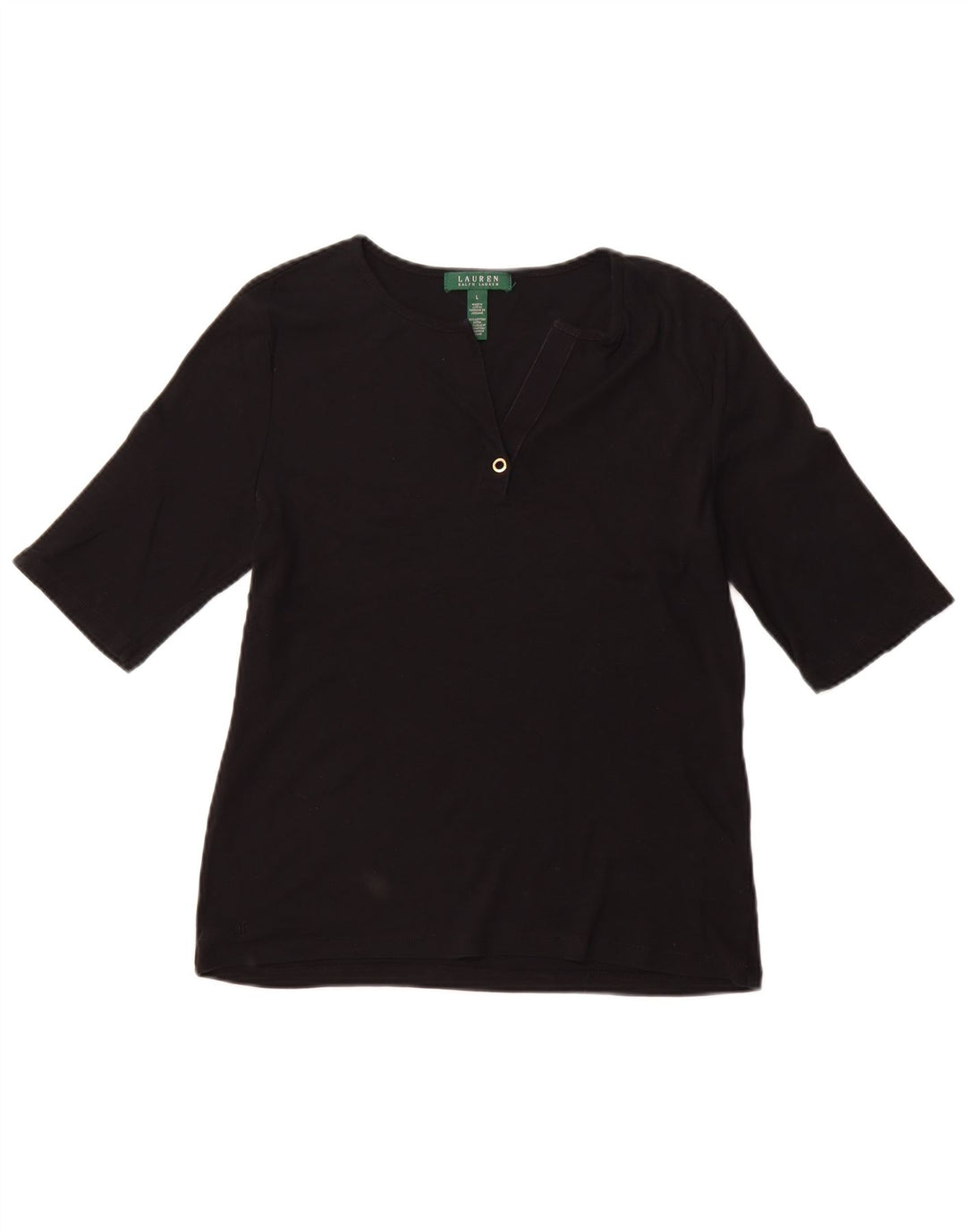 RALPH LAUREN Damen T-Shirt Top Large Schwarz Baumwolle
