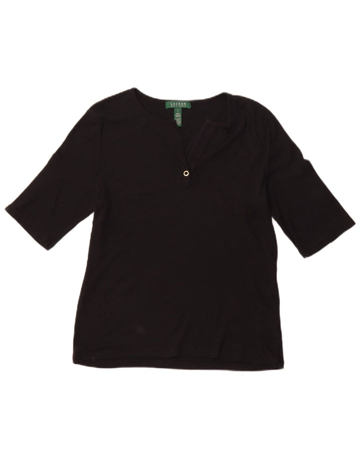 RALPH LAUREN Damen T-Shirt Top Large Schwarz Baumwolle