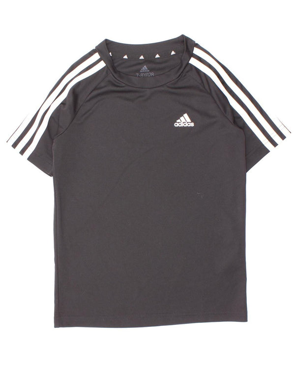 Adidas Jungen Aeroready T-Shirt Top 7–8 Jahre, schwarzes Polyester