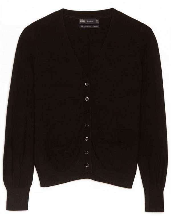 Zara Damen-Cardigan-Pullover UK 10 Small Schwarze Seide