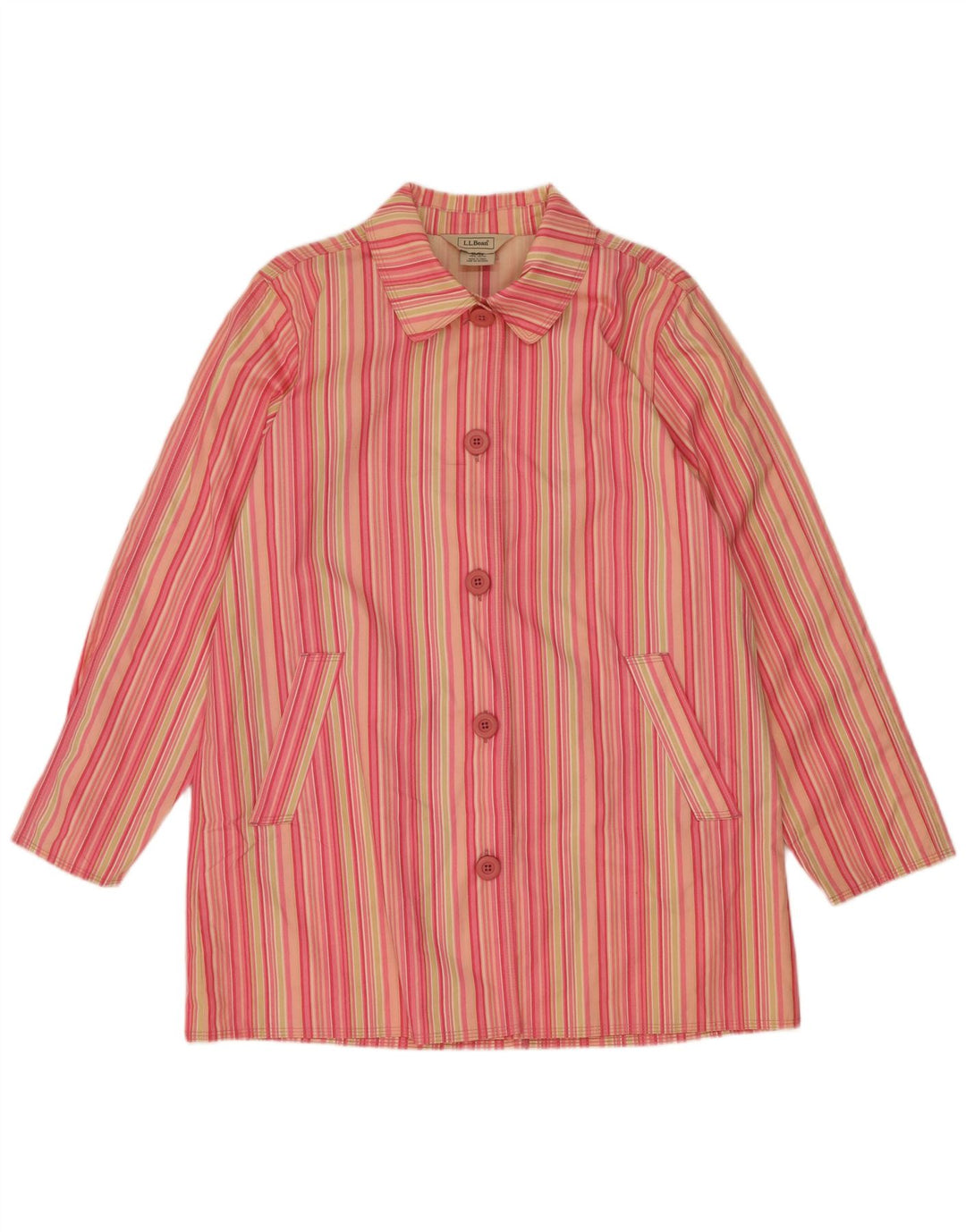L.L.Bean Petite 5-Knopf-Blazerjacke für Damen, UK 14, Mittelrosa gestreift