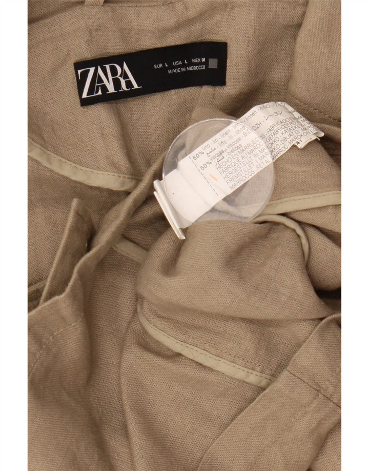 Zara Damen Crop Oversized Double Breasted Blazer Jacke UK 16 Large Khaki