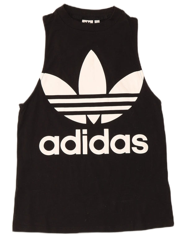 Adidas Womens Graphic Vest Top UK 8 Small Black Cotton
