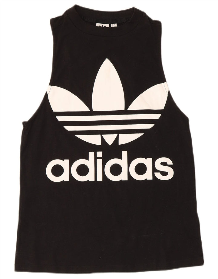 Adidas Damen Graphic Vest Top UK 8 Small Schwarz Baumwolle