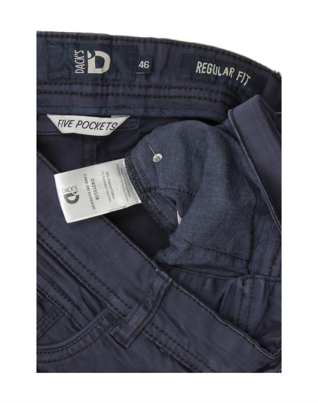 DACK'S Mens Regular Casual Trousers IT 46 Small W34 L32 Navy Blue Cotton Vintage Dack's and Second-Hand Dack's from Messina Hembry 