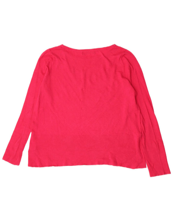 Marks & Spencer Damen-Pullover mit U-Boot-Ausschnitt, Uk 14, Größe L, Rosa, Baumwolle