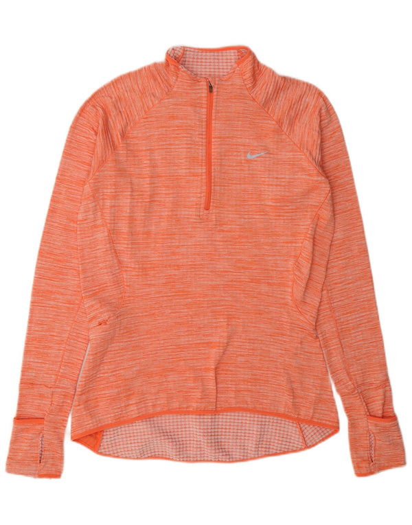 Nike Damen Top Langarm UK 10 Small Orange Flecked Sports