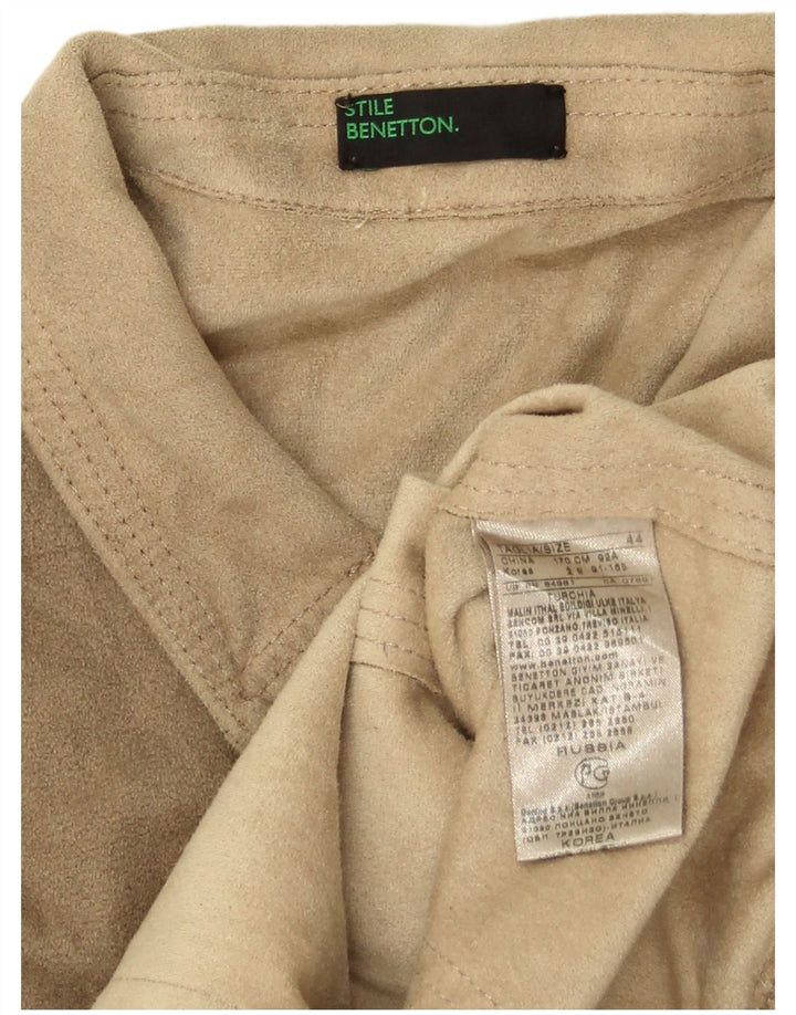 Benetton Damen Crop Bomberjacke IT 44 Medium Beige Polyester