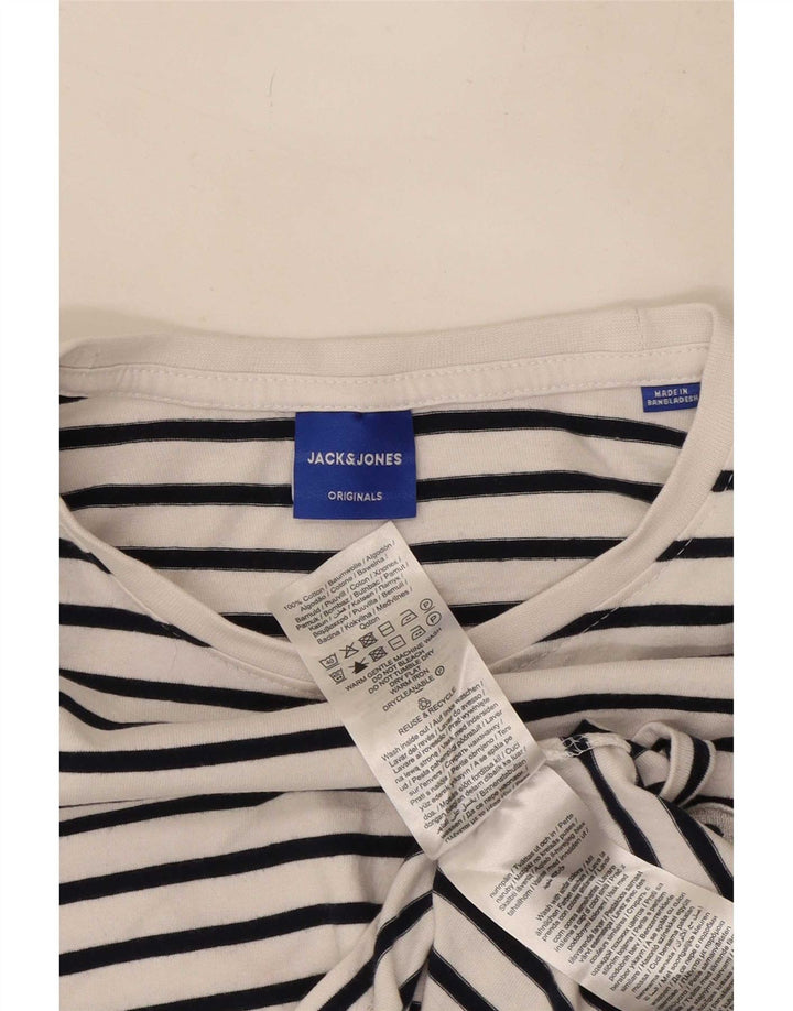 Jack & Jones Herren-T-Shirt-Oberteil, groß, weiß gestreift, Baumwolle