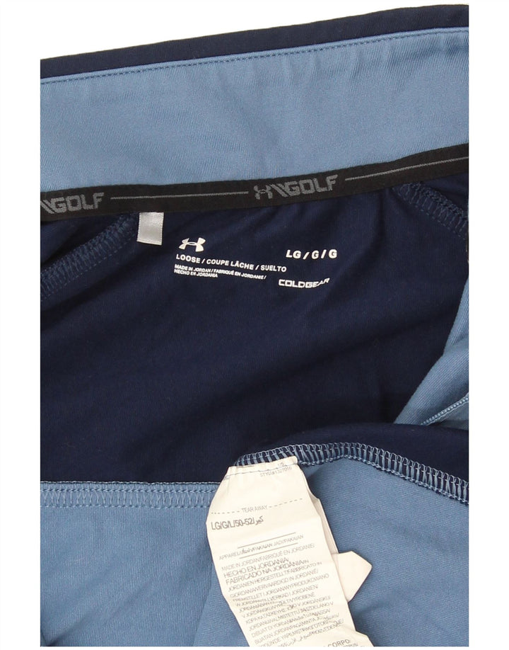 Under Armour Herren Cold Gear Pullover-Trainingsoberteil, großes blaues Farbblock-Oberteil