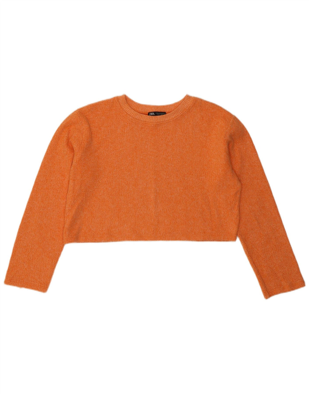 Zara Damen Crop Oversized Top Langarm UK 10 Small Orange