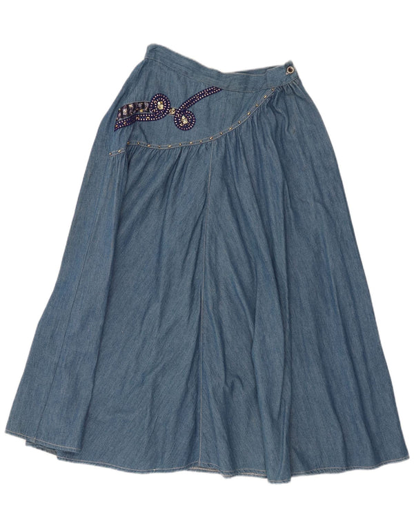Vintage Damen Jeansrock IT 44 Medium W26 Blau Paisley Baumwolle