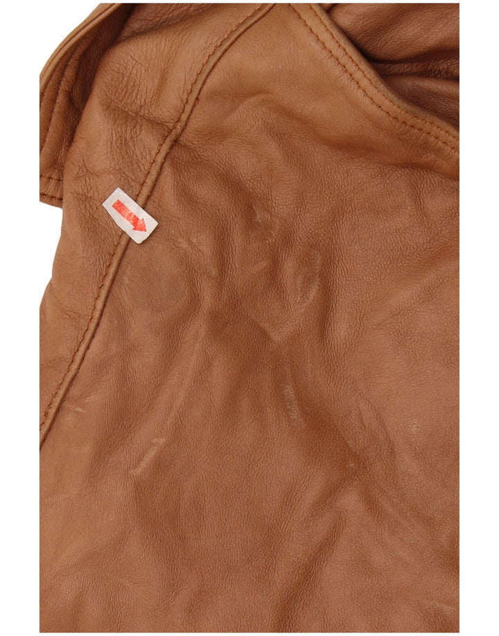 VINTAGE Herren Militärlederjacke UK 44 2XL Braunes Leder