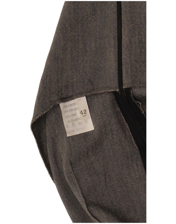 Vintage Damen Ärmelloses Etuikleid IT 42 Mittelgraue Viskose