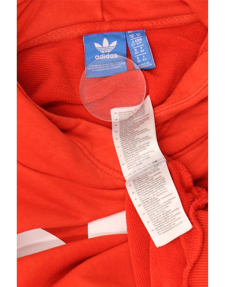 ADIDAS Damen Übergroßer grafischer Kapuzenpullover UK 10 Small Orange Baumwolle