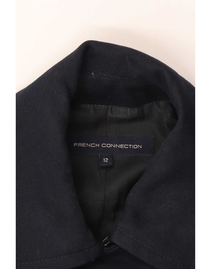 French Connection Damen Pea Coat UK 12 Medium Navy Blue Polyester