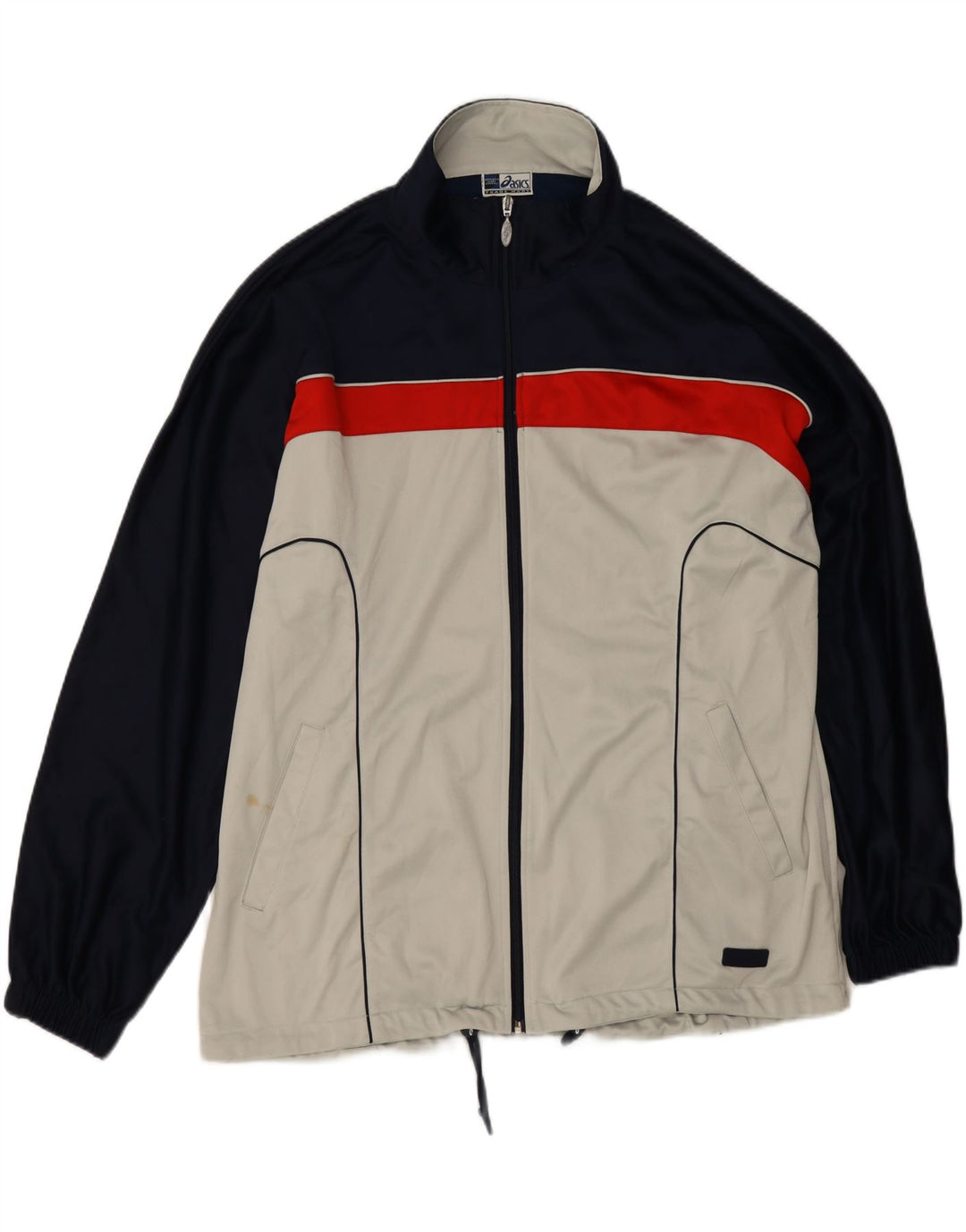 Asics Herren-Trainingsanzug-Top-Jacke 2XL Graues Colourblock-Polyester