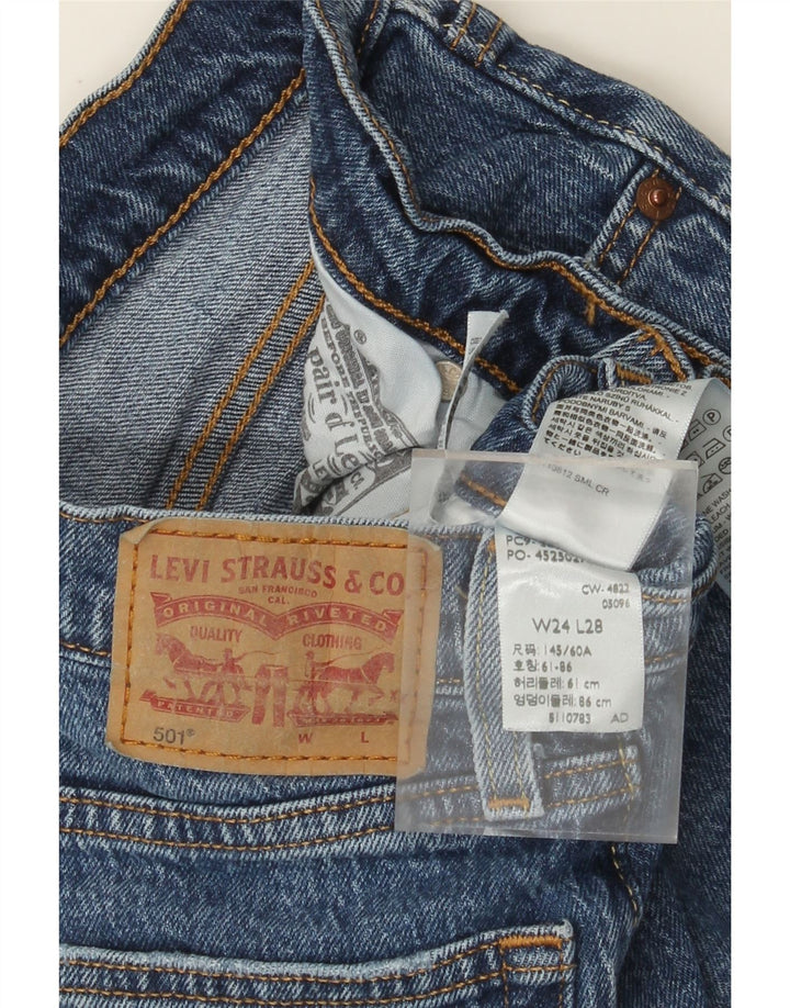Levi's Damen 501 Straight Jeans W24 L28 Blaue Baumwolle