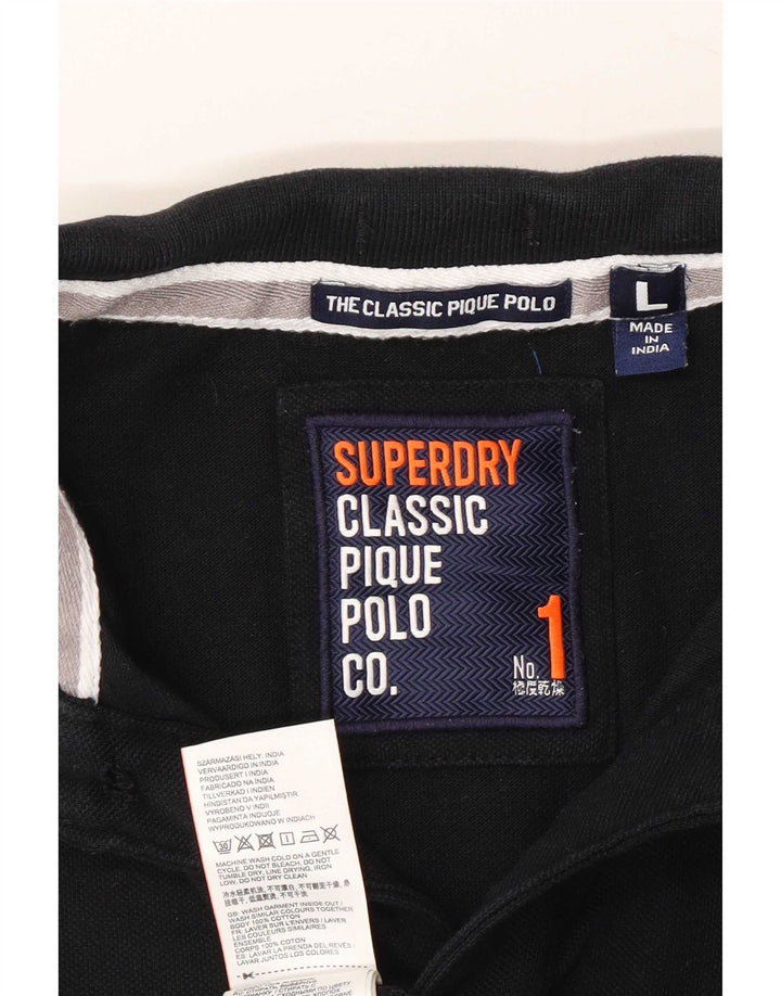 Superdry Herren-Poloshirt, groß, schwarze Baumwolle