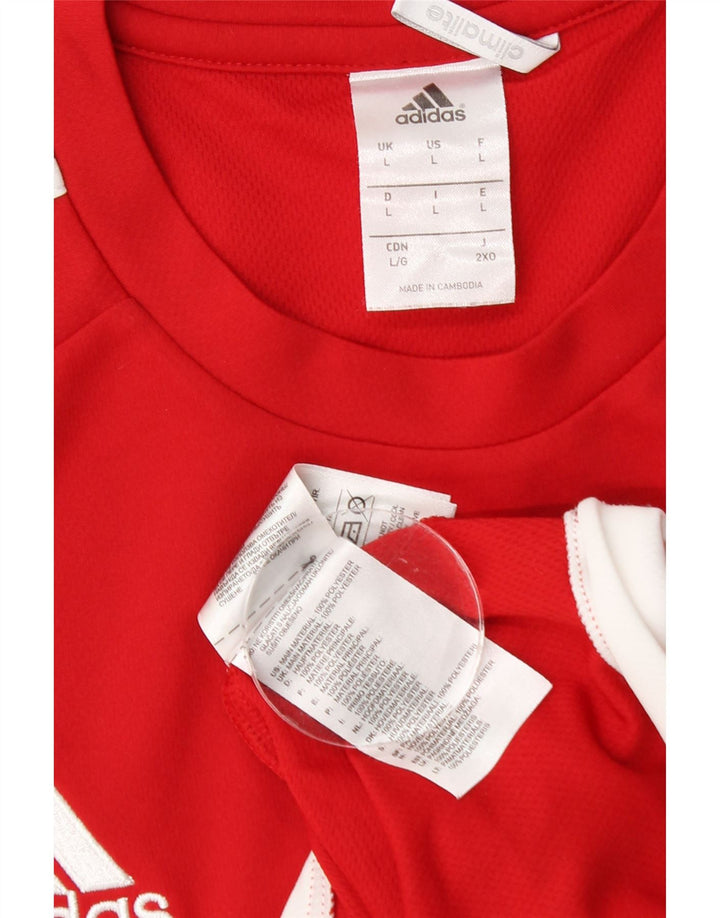 Adidas Herren Climalite T-Shirt Top, großes rotes Farbblock-Polyester