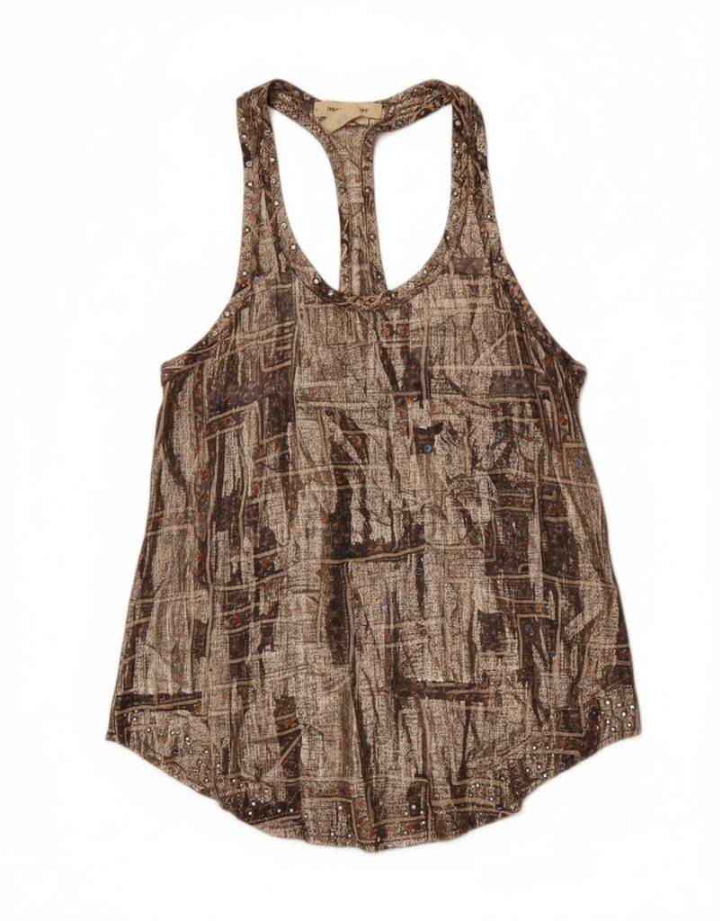 H&M Womens Abstract Pattern Sleeveless Blouse Top EU 34 XS Grey Silk Vintage H&M and Second-Hand H&M from Messina Hembry 