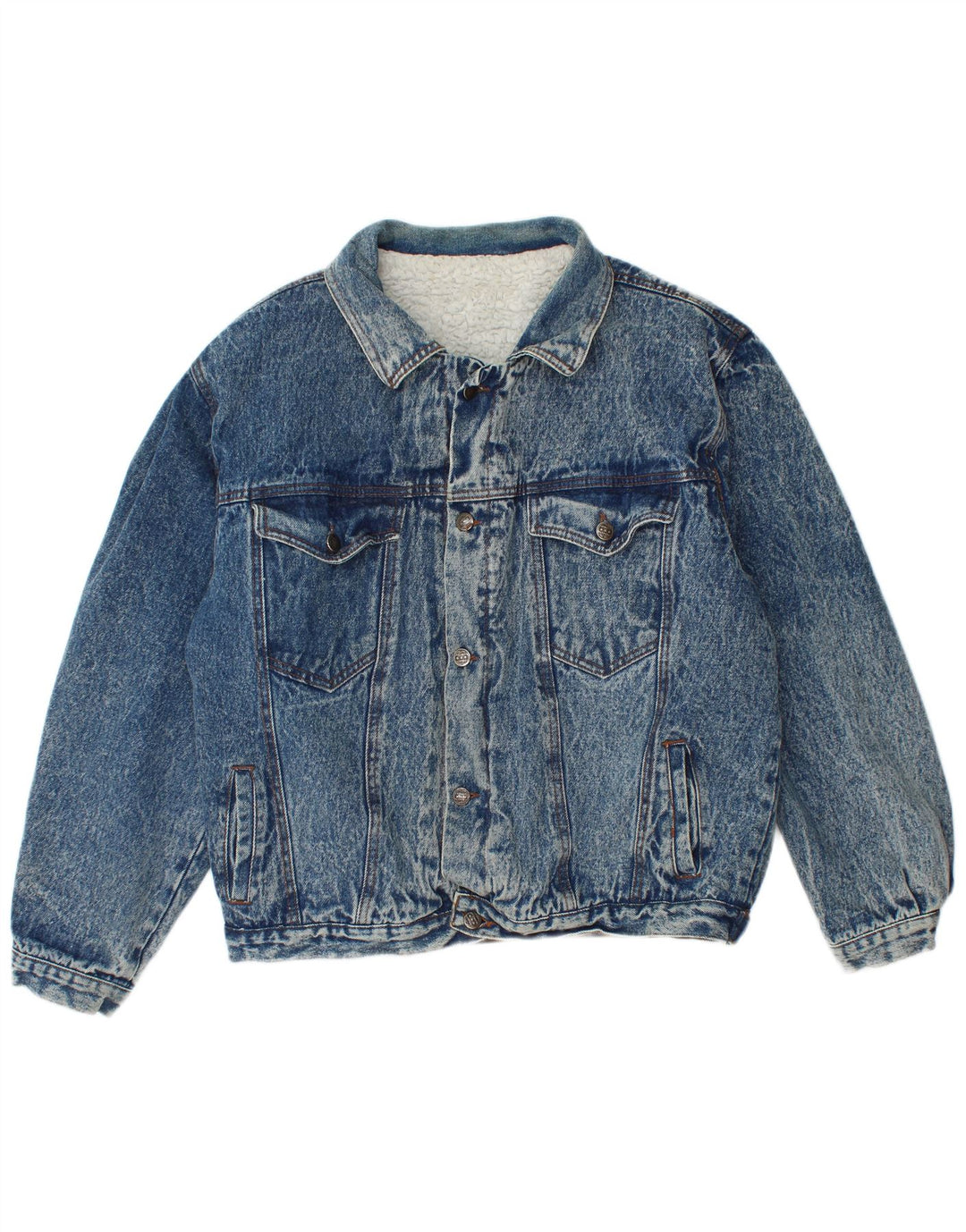 Vintage Herren Sherpa Jeansjacke IT 48 Mittelblaue Baumwolle