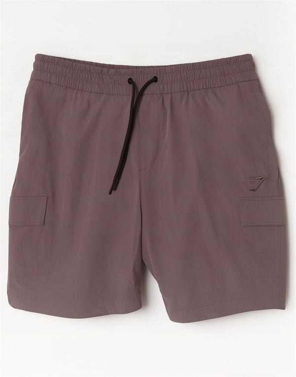 Gymshark Herren Cargo-Badeshorts, groß, aus grauem Nylon