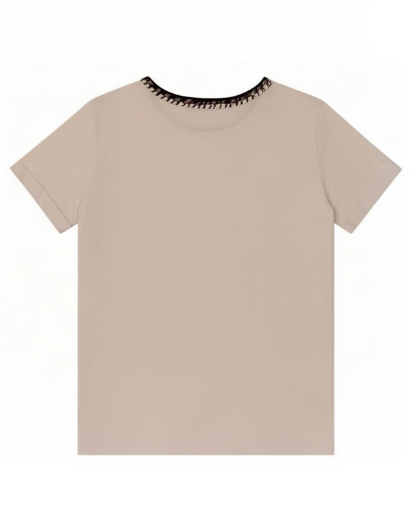 Zara Damen T-Shirt Top UK 10 Small Weiß Colourblock