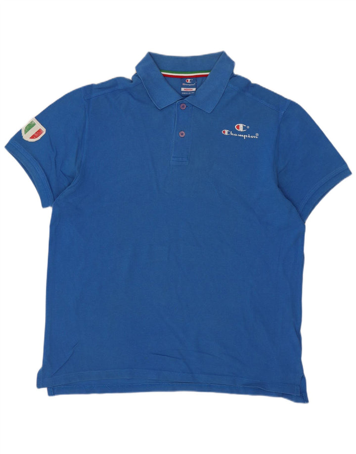 Champion Herren-Poloshirt aus mittelblauer Baumwolle