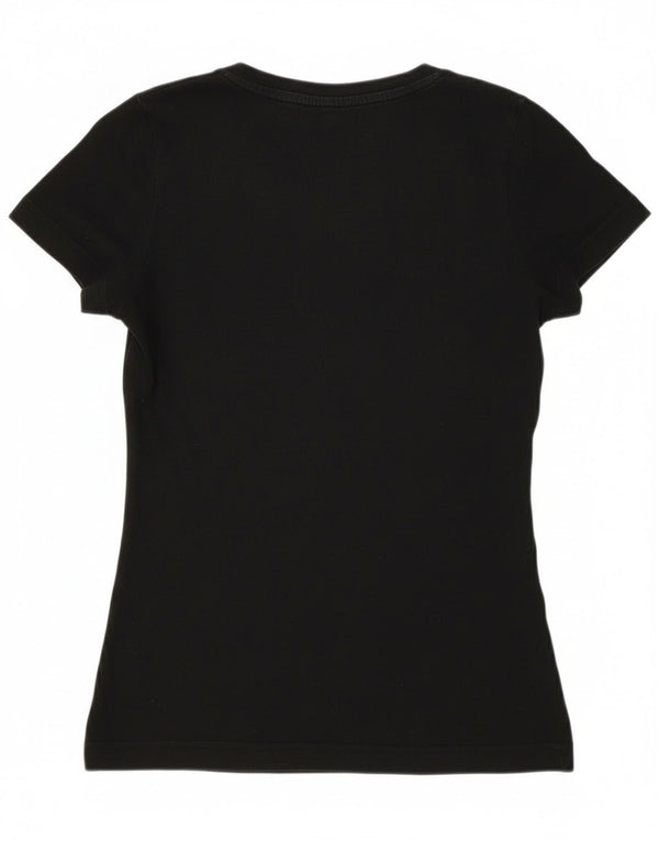 Adidas Damen Grafik T-Shirt Top UK 4/6 XS Schwarz Baumwolle