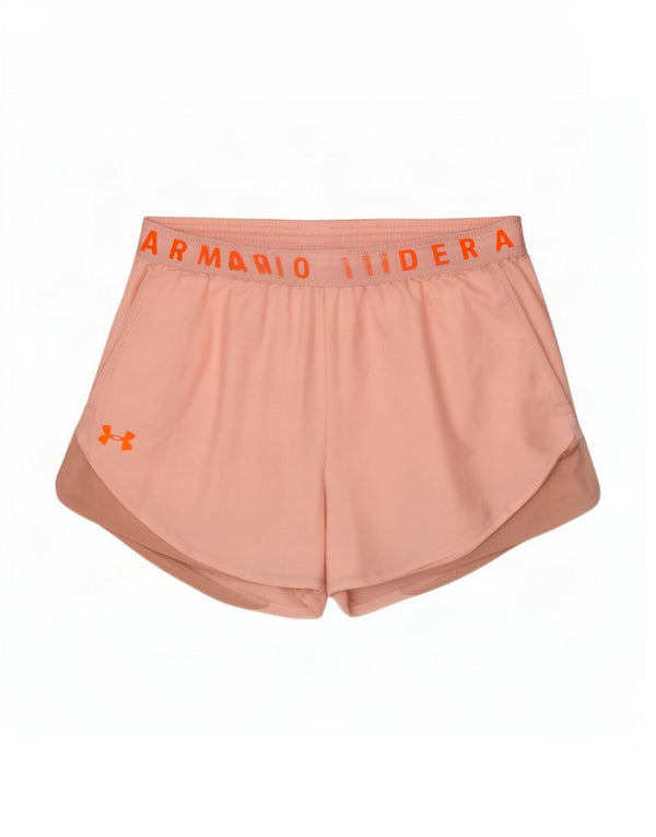 Under Armour Damen Heat Gear Graphic Sport Shorts UK 14 Mittelrosa