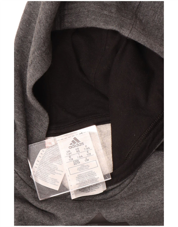 ADIDAS Kapuzenpullover mit Grafik für Jungen, 7–8 Jahre, graues Polyester
