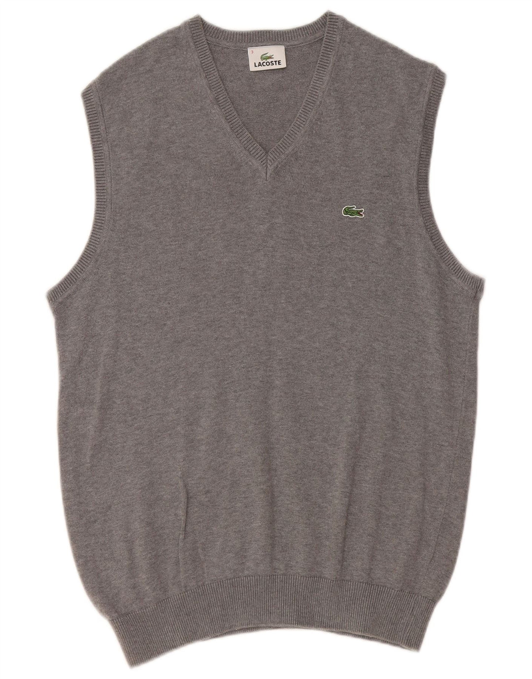 Lacoste Herren-Weste-Tanktop, Größe 3, kleine graue Baumwolle