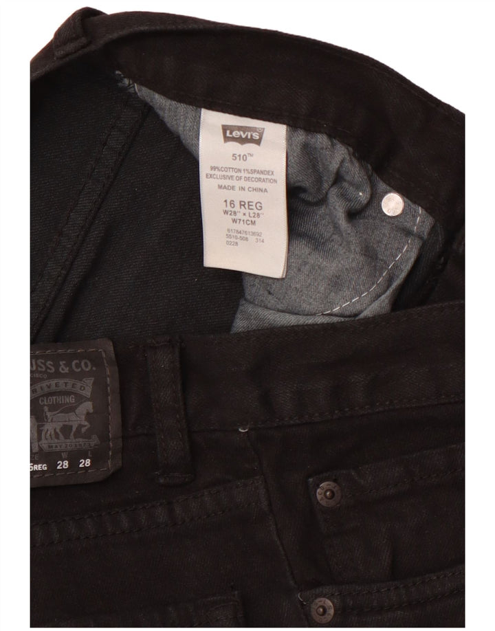 LEVI'S Mädchen 510 Skinny Jeans 15–16 Jahre W28 L28 Schwarze Baumwolle