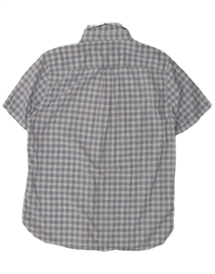 SUPERDRY Herren-Kurzarmhemd mit normaler Passform, XL, blau kariert, Baumwolle