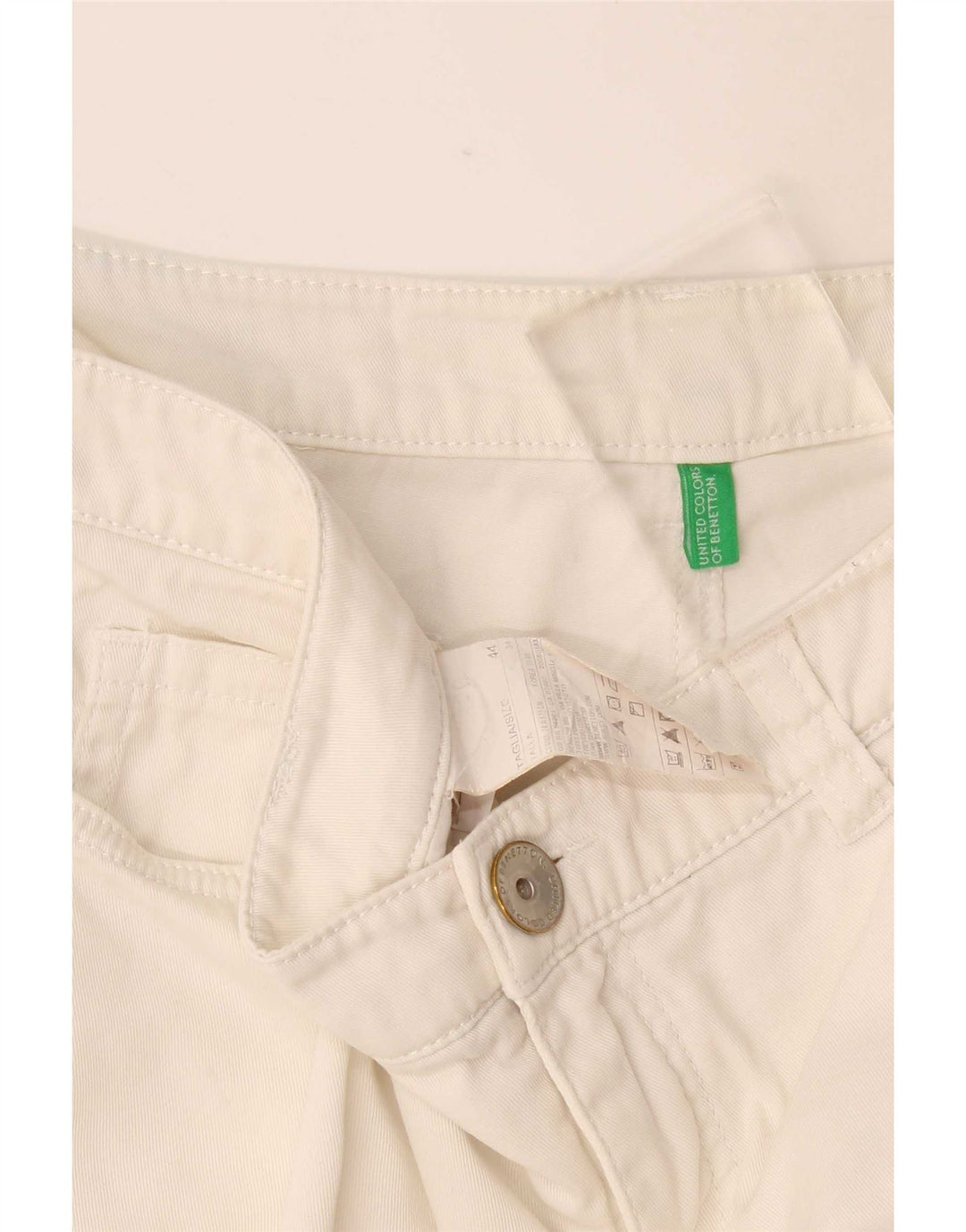 Benetton Damen Freizeitshorts IT 44 Medium W34 Weiße Baumwolle