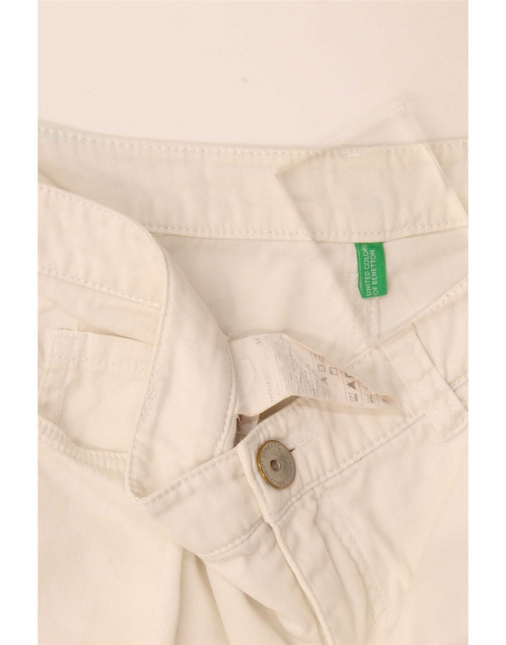 Benetton Damen Freizeitshorts IT 44 Medium W34 Weiße Baumwolle