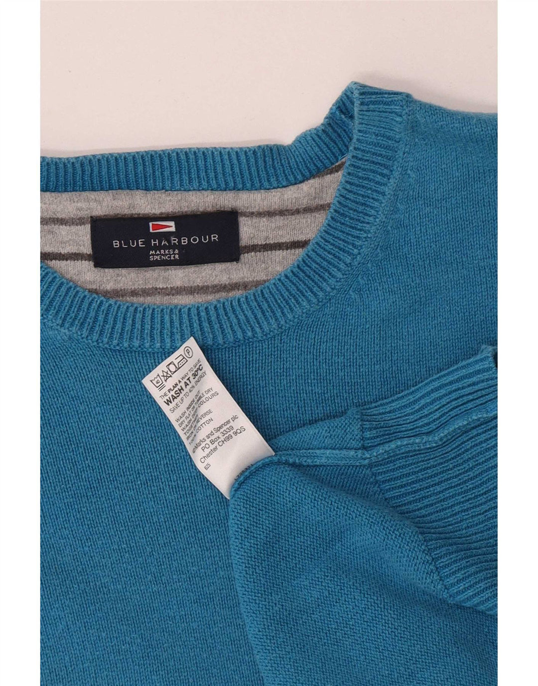 Marks & Spencer Herren-Pullover mit Rundhalsausschnitt, Blau, Harbor, XL, Baumwolle